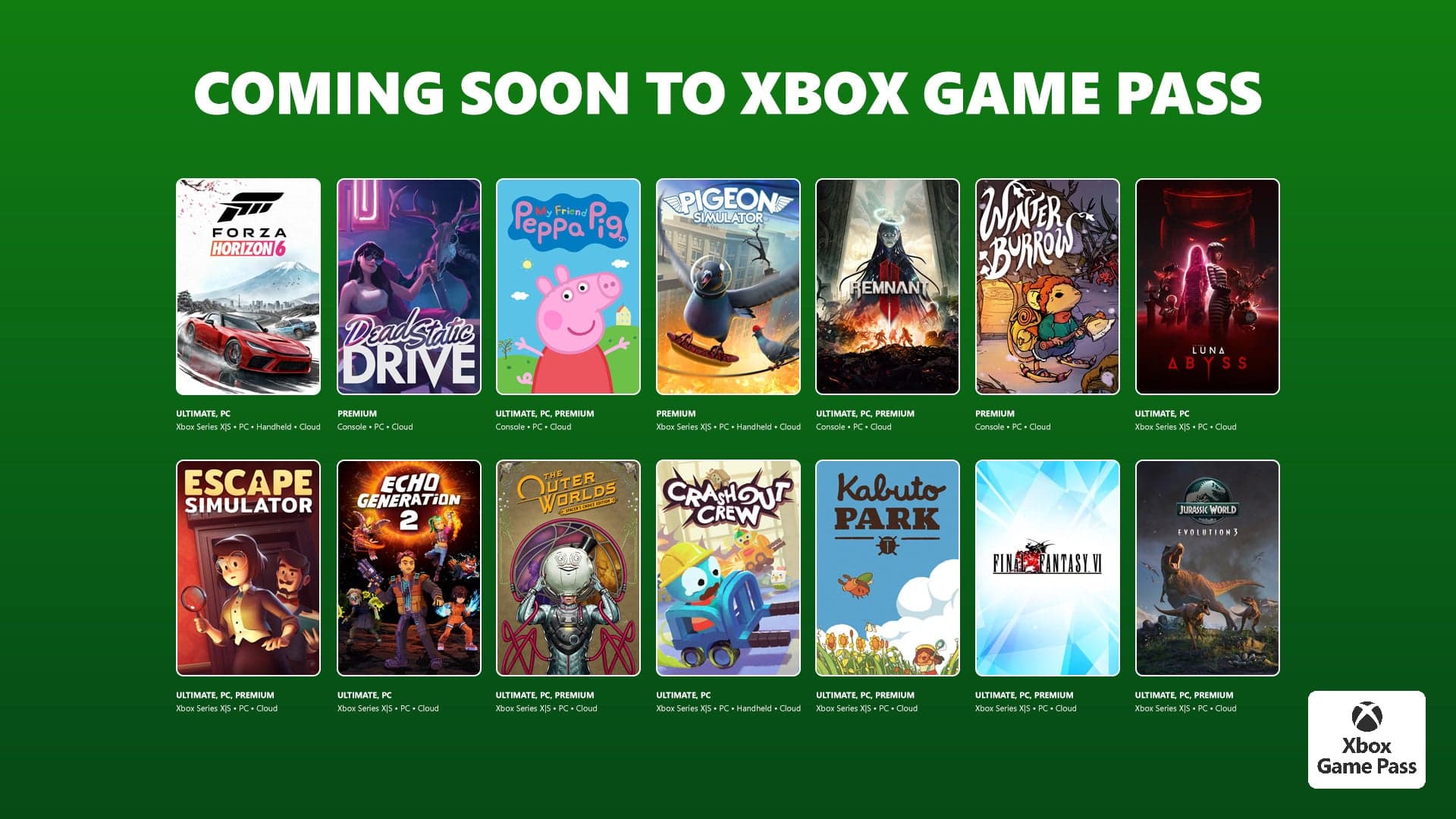 Game Pass adds Forza Horizon 6, Escape Simulator, Jurassic World Evolution 3, and more in late May to early June