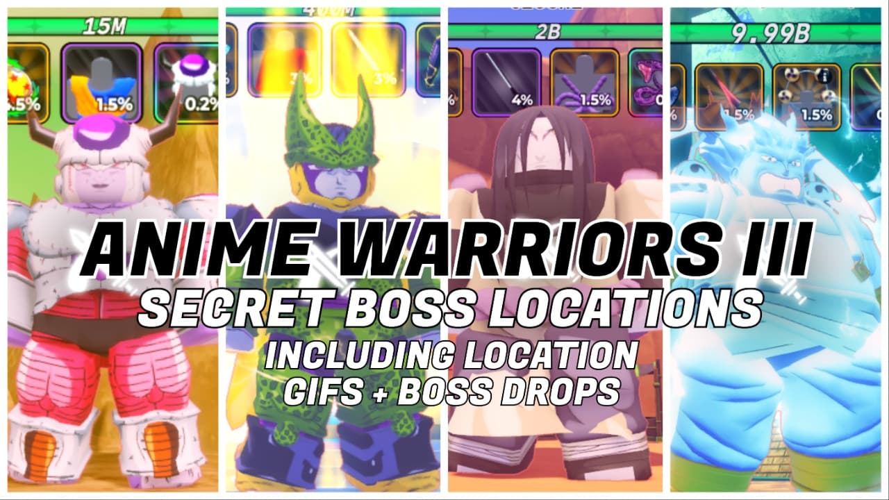 Anime Warriors 3: Guia de Locais de Chefes Secretos + Drops